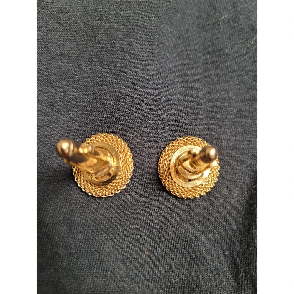 Anson Vintage Gold Tone Round Rope Border Toggle Back Cufflinks Mens Jewelry